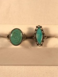 Pair of Sterling silver & turquoise rings
