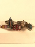 Group of 5 sterling silver and gemstone rings