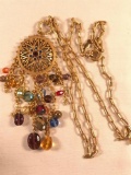 Designer Rosa Flores dangle chain necklace