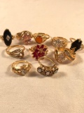 Group of 10 costume rings
