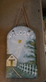 Painted Slate Welcome Sign.