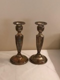 Pair of sterling silver weighted candlesticks