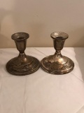 Pair of sterling silver weighted candlesticks