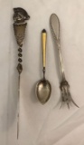 Group of three sterling silver flatware items