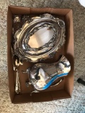 Group of silver plate dishes and flatware