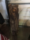 Hand carved log bear
