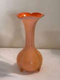 Orange and clear cased glass vase