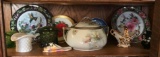 Shelf lot of miscellaneous glass and porcelain items