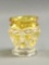 Vintage yellow and clear glass toothpick holder