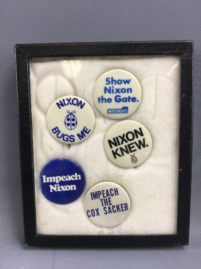 Group of 5 vintage Impeach Nixon political pinbacks