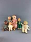 Group of 6 antique baby dolls