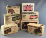 Group of 8 vintage Jim Beam Train decanter set