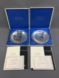 Group of 2 limited edition 1971 Franklin Mint sterling silver Christmas plates