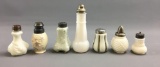 Group of 7 antique white salt shakers