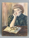 Oil painting of a women daydreaming
