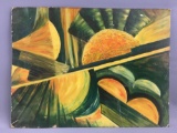 Oil painting with orange and green colors