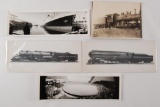 Group of 5 Antique Photographs of Trains, Ship, and Baseball Field