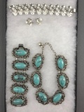 Silver and blue tones jewelry lot