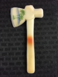 Handpainted souvenir milk glass hatchet