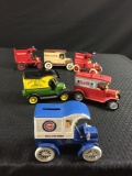 Group of six diecast truck advertising coin banks