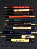 Group of 10 gas and petroleum vintage advertising mechanical pencils