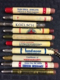 Group of 10 vintage advertising bullet pencils