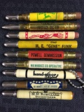 Q Group of eight vintage advertising bullet pencils