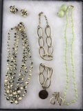 Jewelry lot white green and black tones