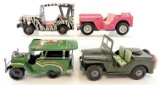 Lot of (4) Vintage Tin Jeep Toys.