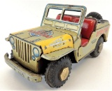 Vintage KKK Toys Japan Made Tin Friction Operator Jeep.