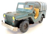 Vintage Japan Made Tin Friction Army Military Willys Jeep.