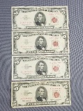 Lot of 4 1963 $5 legal tender notes