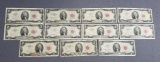 Lot of 11 $2 legal tender notes