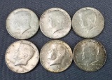 Lot of 6 1964 Kennedy Half Dollars