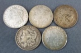 Lot of 5 1921 Morgan Dollars.