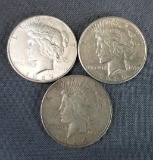 Lot of 3 Peace Dollars.