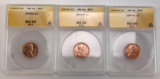 Lot of 3 ANACS Certified Wheat Cents