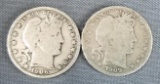 1906 P & 1909 S Barber Half Dollars.