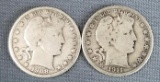 1908 O & 1911 Barber Half Dollars.