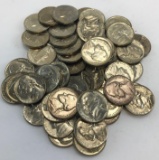 Lot of 50 Jefferson Nickels 50s & 60s.