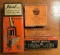 Group of four vintage advertising re-loading boxes with lead dipper