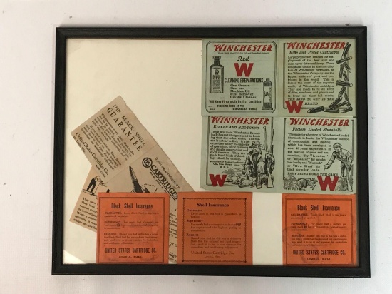 Vintage Winchester framed ammunition advertisements
