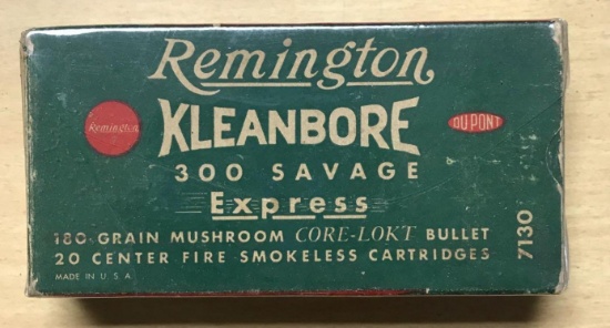 Full box of Remington kleanbore 300 savage express vintage ammunition