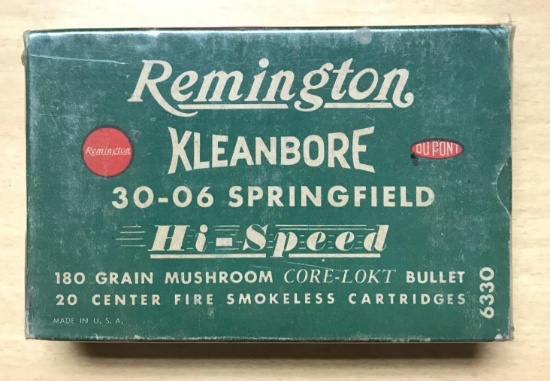 Full box of a Remington kleanbore 30?06 Springfield high speed vintage ammunition
