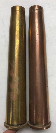 Group of two antique brass artillery shells