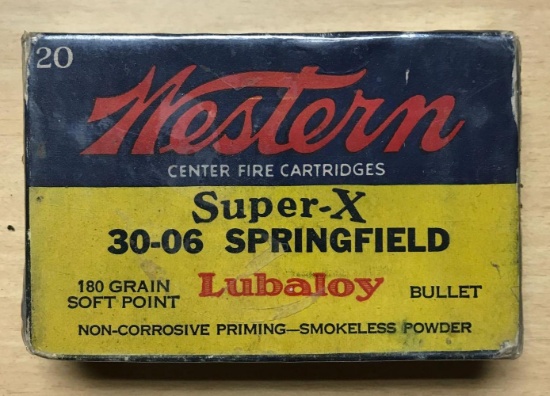 Full box of western super X 30?06 Springfield lubaloy vintage ammunition