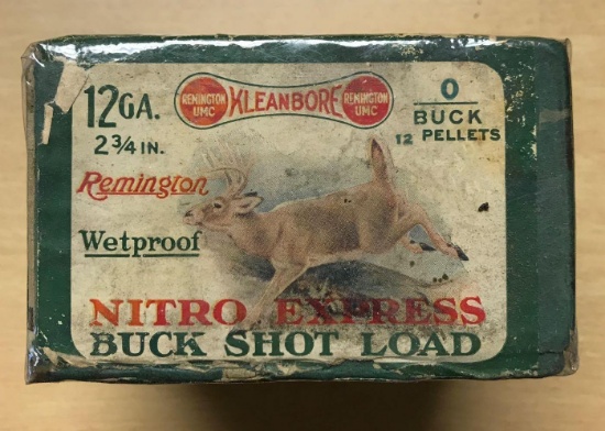 Full box of Remington 12ga nitro express long range game loads vintage ammunition