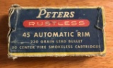 Partially full box of peters 45 automatic rim antique ammunition