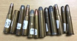 Group of 12 vintage rifle cartridges