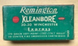 Full box of Remington kleanbore 30?30 Winchester express vintage ammunition